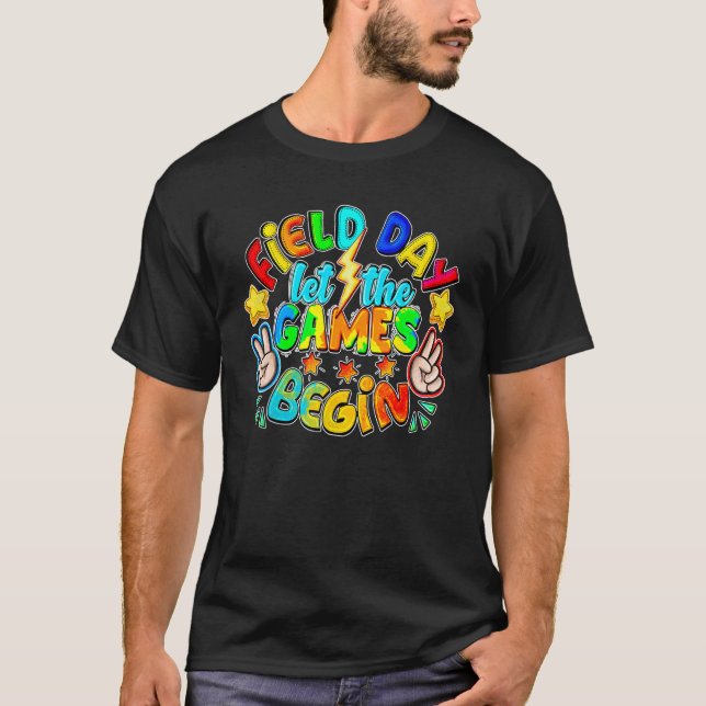 Camiseta Field Day Let The Games Begin Teacher Boys Kids Fi (Anverso)