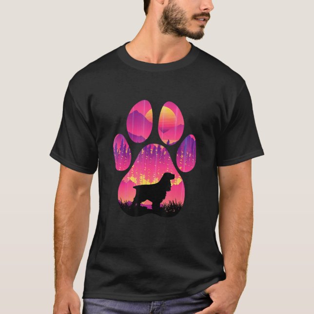 Camiseta Field Spaniel Paw Mom Dad Dog  Women Men (Anverso)