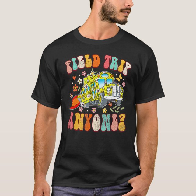 Camiseta Field Trip Anyone Groovy School Bus Driver Yellow  (Anverso)