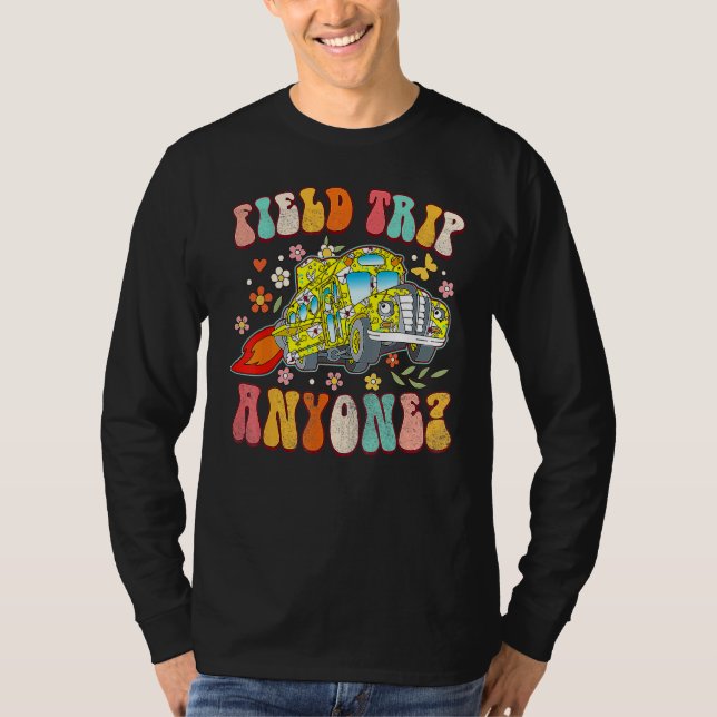 Camiseta Field Trip Anyone Groovy School Bus Driver Yellow  (Anverso)