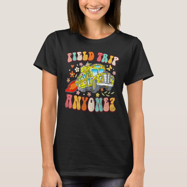 Camiseta Field Trip Anyone Groovy School Bus Driver Yellow  (Anverso)