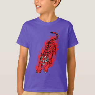 Camiseta Fiera Bestia de Fuego Tigre Rojo Llamarad