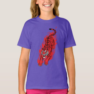 Camiseta Fiera Bestia de Fuego Tigre Rojo Llamarad