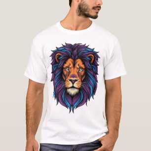 Camiseta Fiera Cabeza de León Neón Morado Azul