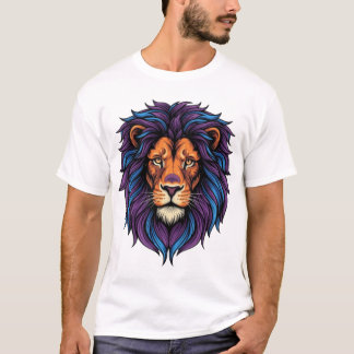 Camiseta Fiera Cabeza de León Neón Morado Azul