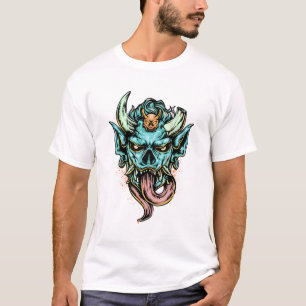 Camiseta Fiera del Dragón con Máscara Oni Azul
