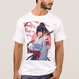 Camiseta Fierce Anime Samurai Chica Katana  Guerrero japoné