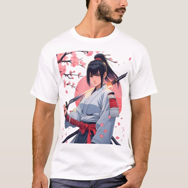 Camiseta Fierce Anime Samurai Chica Katana |Guerrero japoné (Anverso)