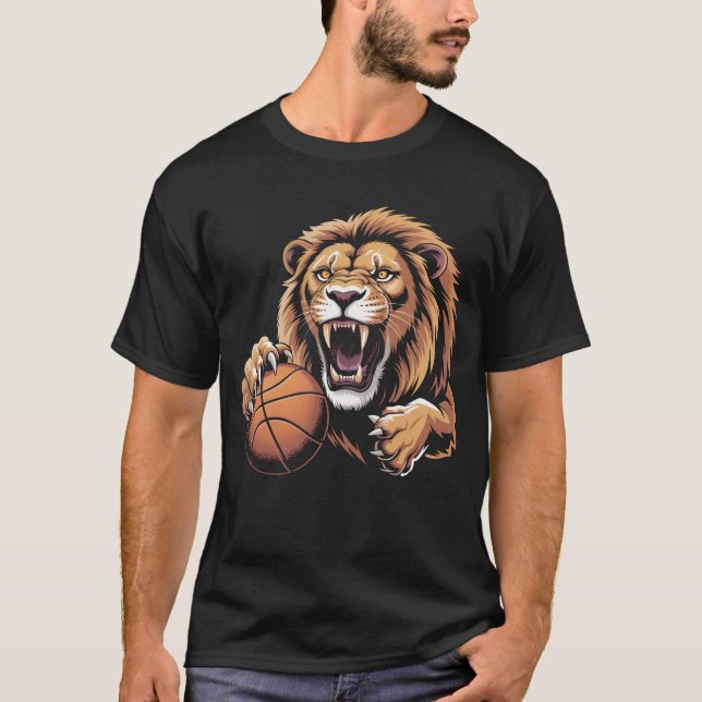 Camiseta fierce Basketball Lion Mascot Sports Team Spirit R (Anverso)