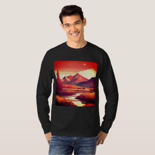 Camiseta Fierce Boho Art Minimalista Paisaje Montañas