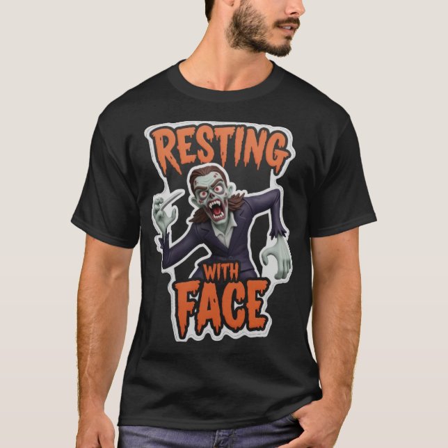 Camiseta Fierce cartoon zombie in a suit with dripping text (Anverso)