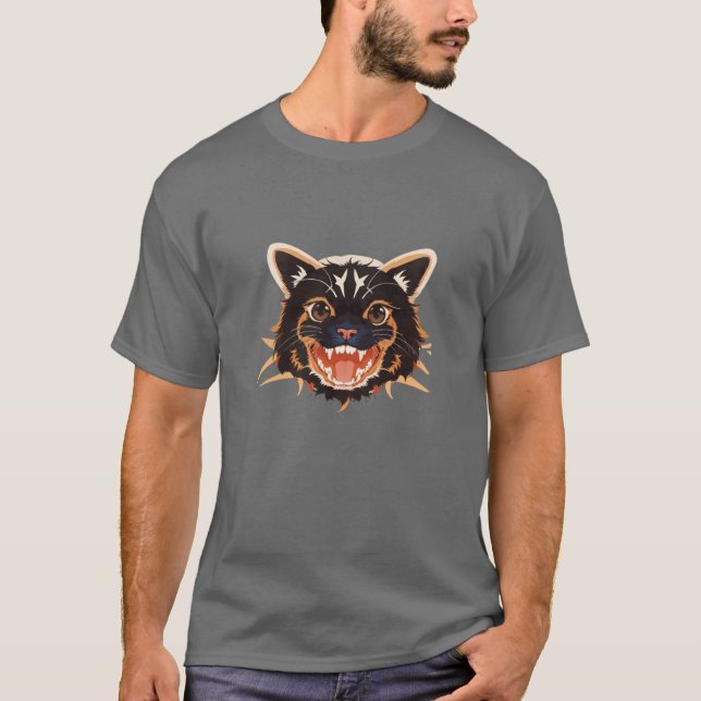 Camiseta Fierce Fierce: diseño de gato salvaje y negrita (Anverso)