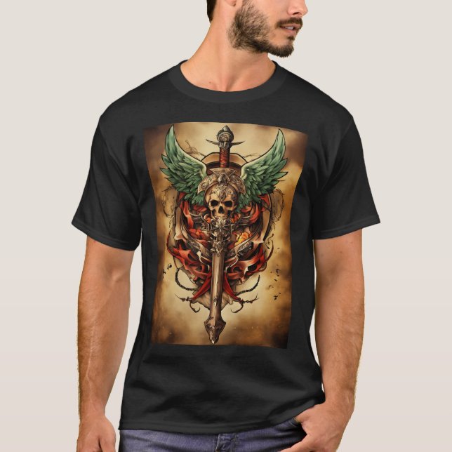 Camiseta Fierce Guardian Skull Tattoo (Anverso)