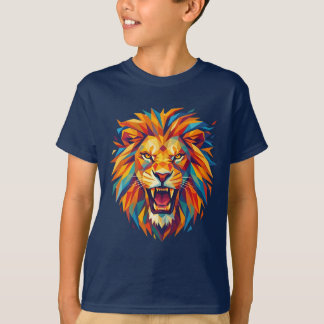 Camiseta Fierce Lion Kids T-Shirt - Colorful Geometric Lion