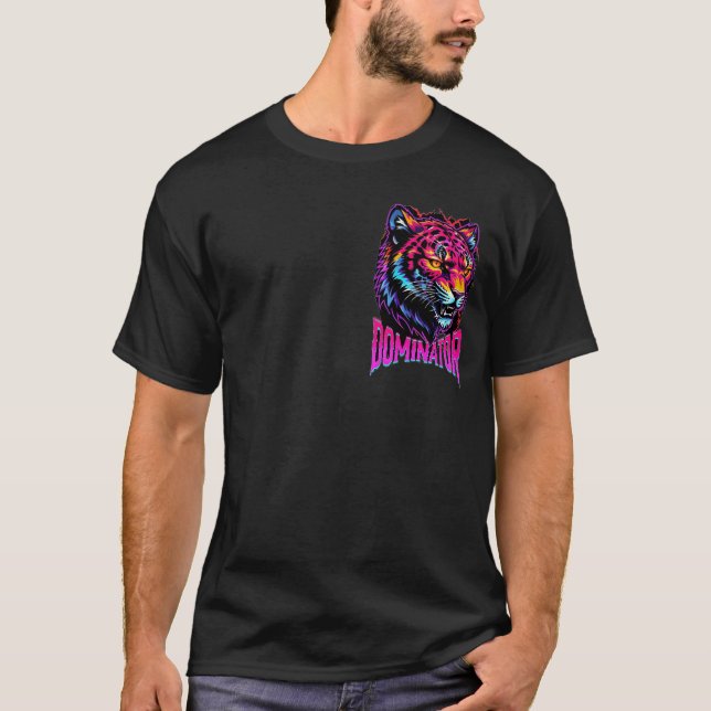Camiseta Fierce Neon Jaguar Head Ilustracion con Dominato (Anverso)