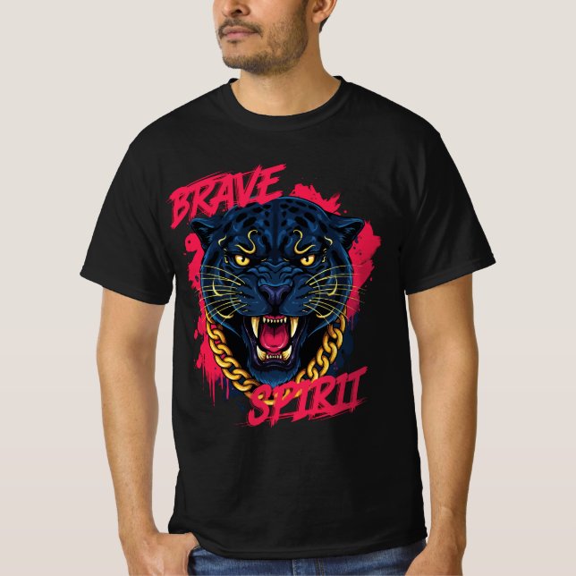 Camiseta Fierce Panther with Gold Chain – Brave Spirit T-Sh (Anverso)