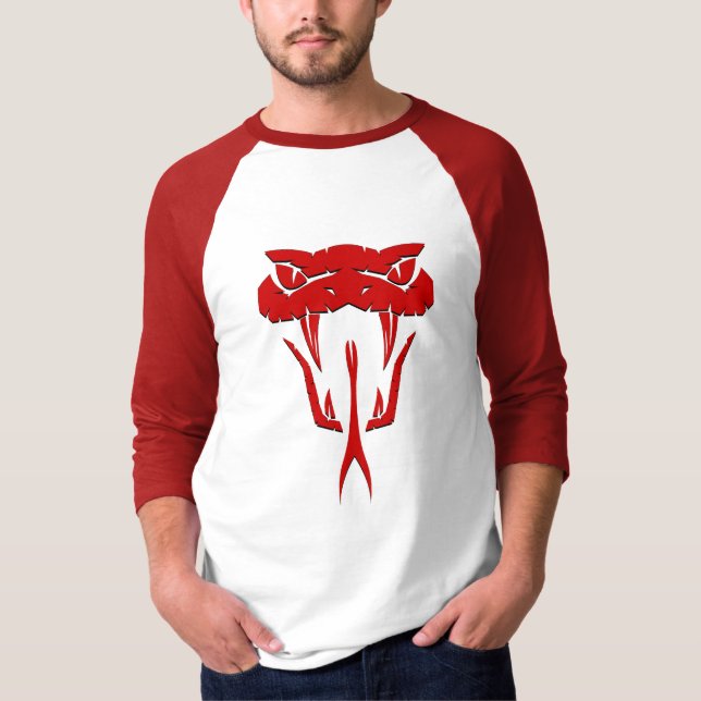 Camiseta Fierce Red Serpent Face 3/4 Sleeve Raglan T-Shirt (Anverso)