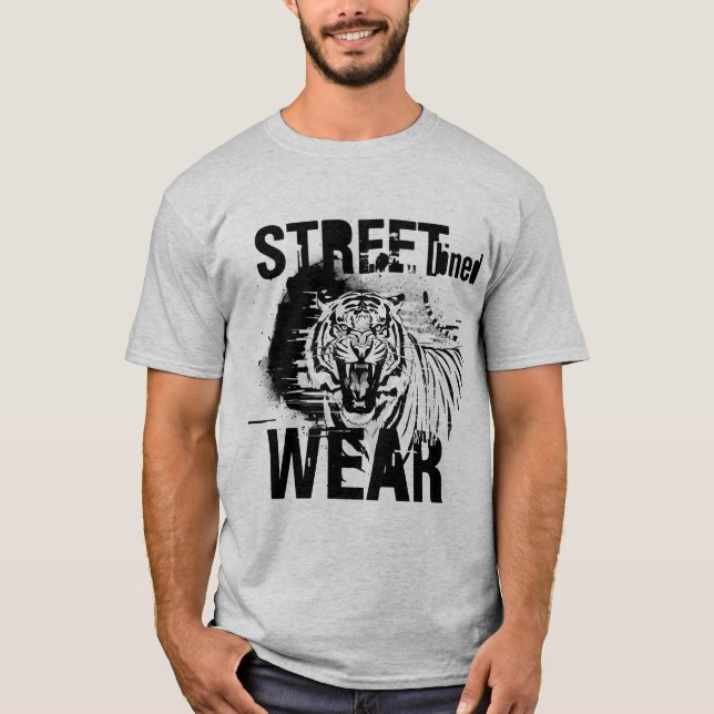 Camiseta Fierce Roaring Tiger Black and White Streetwear (Anverso)