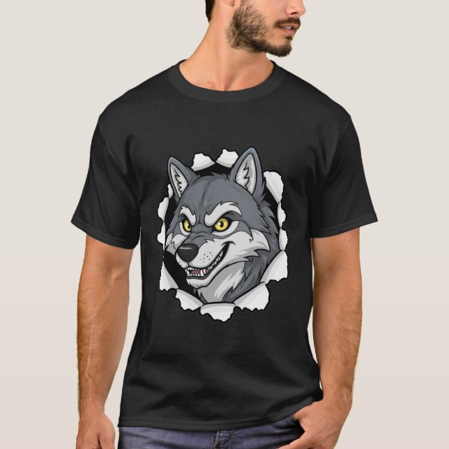 Camiseta Fierce Wolf Head Graphic Men's T-shirt Power  (Anverso)