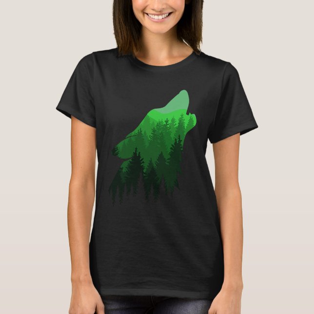 Camiseta Fierce Wolf in the Forest Wilderness Style for Nat (Anverso)