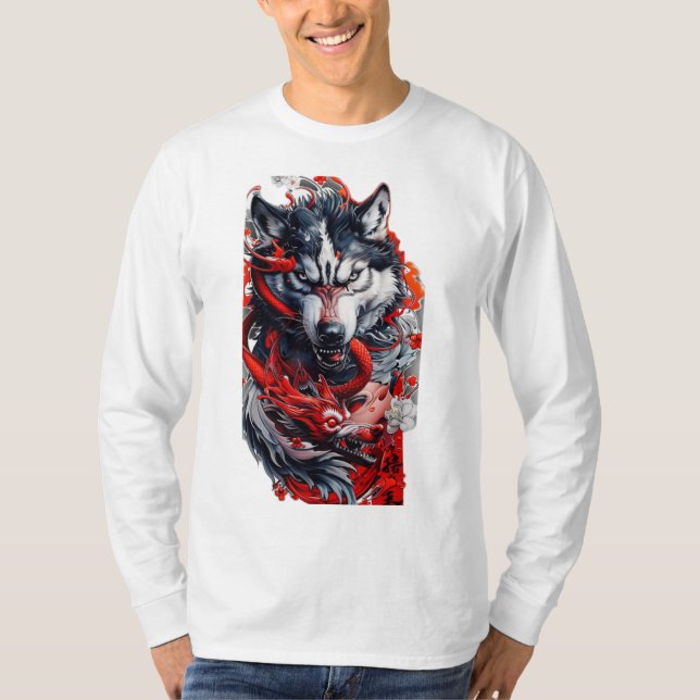 Camiseta Fierce Wolf & Red Dragon (Anverso)
