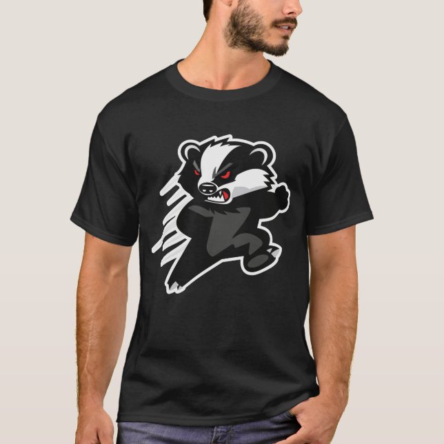 Camiseta Fiero Ataque de Mascota de Tejón Mielero (Anverso)