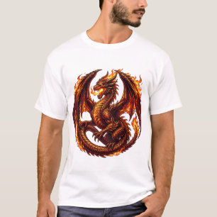 Camiseta Fiero Dragón de Infierno con Alas y Arte de Anillo