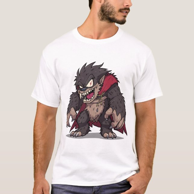 Camiseta Fiero gráfico de monstruo de dibujos animados homb (Anverso)