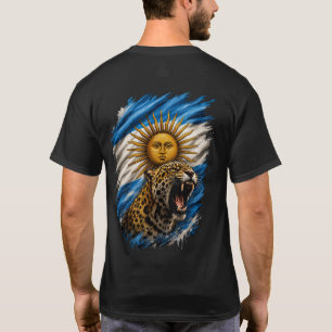 Camiseta Fiero jaguar argentino y bandera del Sol de Mayo