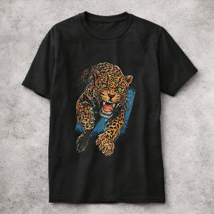 Camiseta Fiero Leopardo Gran Felino Arte de Vida Silvestre 