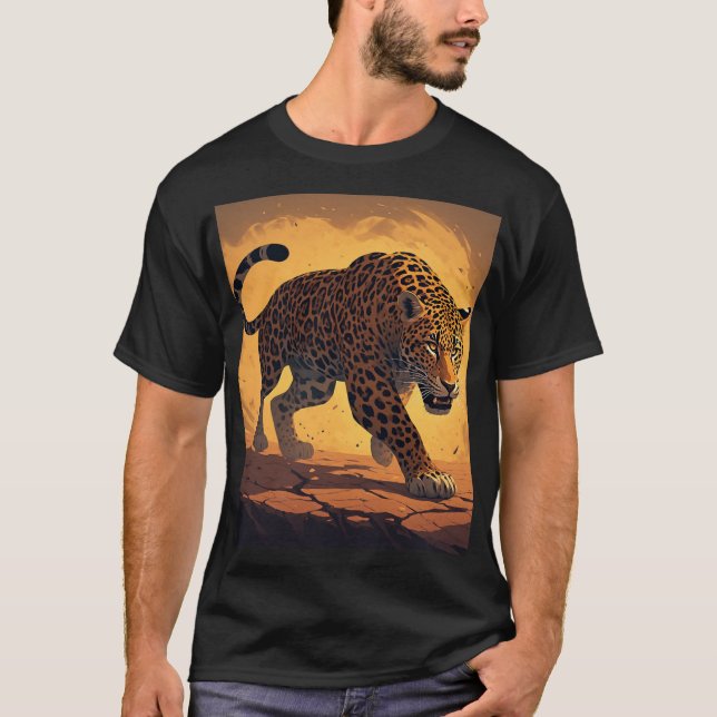 Camiseta Fiero Leopardo Merodeando al Atardecer (Anverso)
