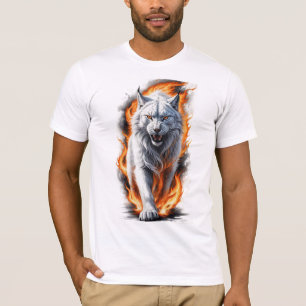 Camiseta Fiero Lince Llameante Caminando a Través de las Ll