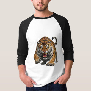 Camiseta Fiero tigre de Bengala en medio salto Fauna