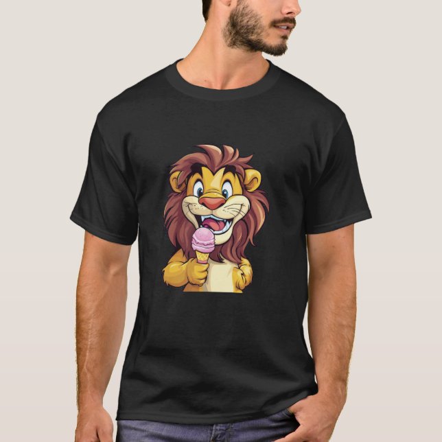 Camiseta Fiero y Dulce León con Helado para un Loo Divertid (Anverso)