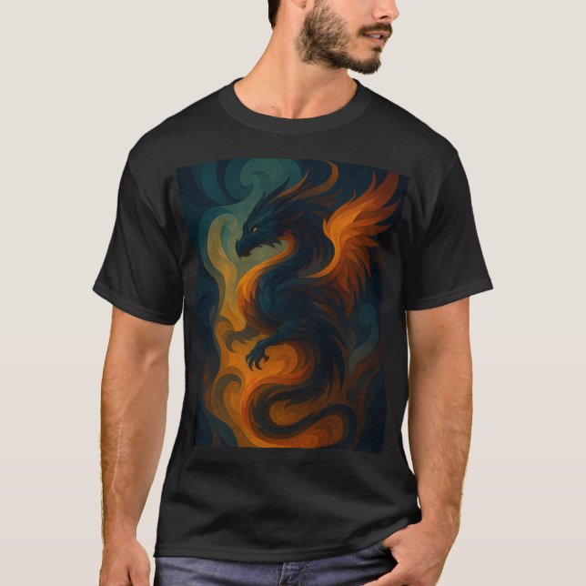 Camiseta Fiery Dragon Abstract Art - Fantasy Beast T-Shirt (Anverso)