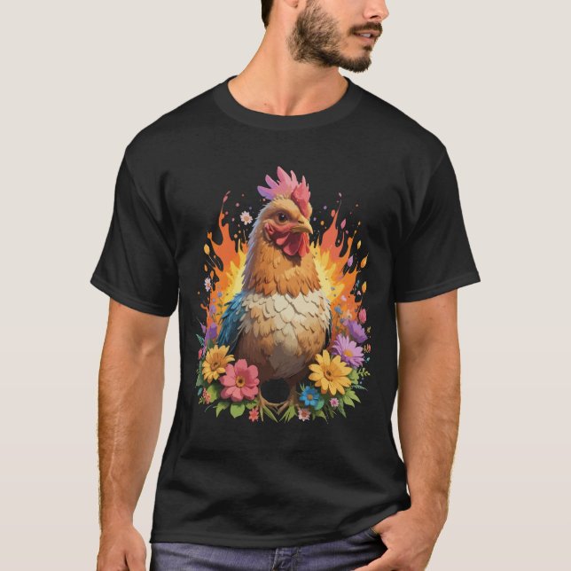 Camiseta Fiery Floral Chicken T-Shirt (Anverso)