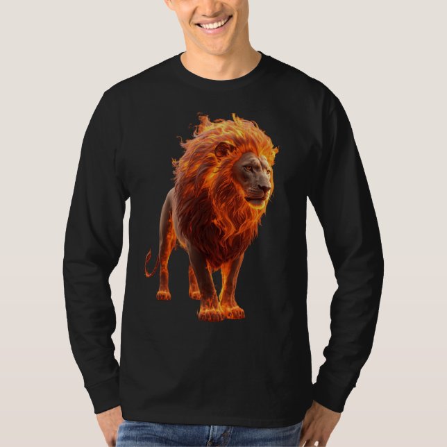 Camiseta Fiery Lion – Dramatic Fantasy T-Shirt (Anverso)