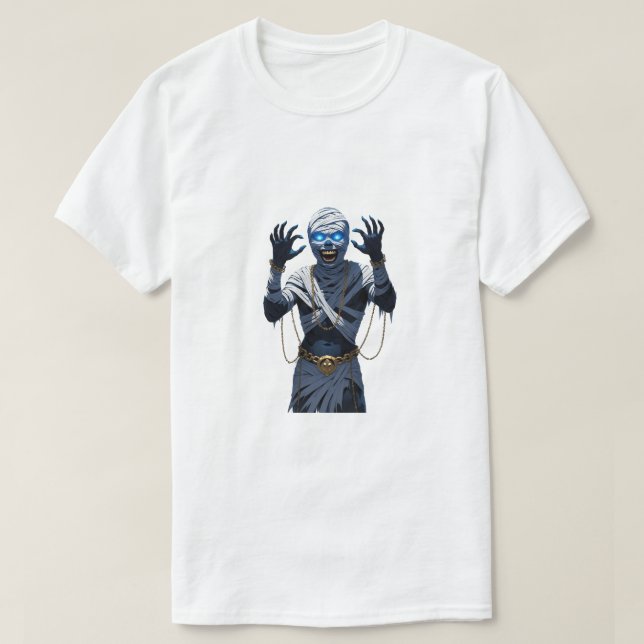 Camiseta Fiery Mummy Warrior - Cadenas y llamas Halloween H (Diseño del anverso)