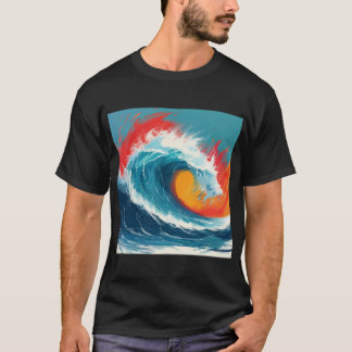 Camiseta Fiery Ocean Wave Art