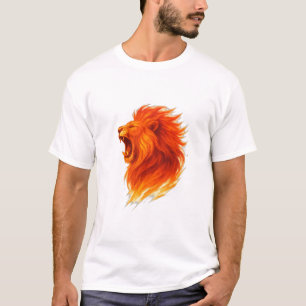 Camiseta Fiery Roaring Lion Head Ilustracion