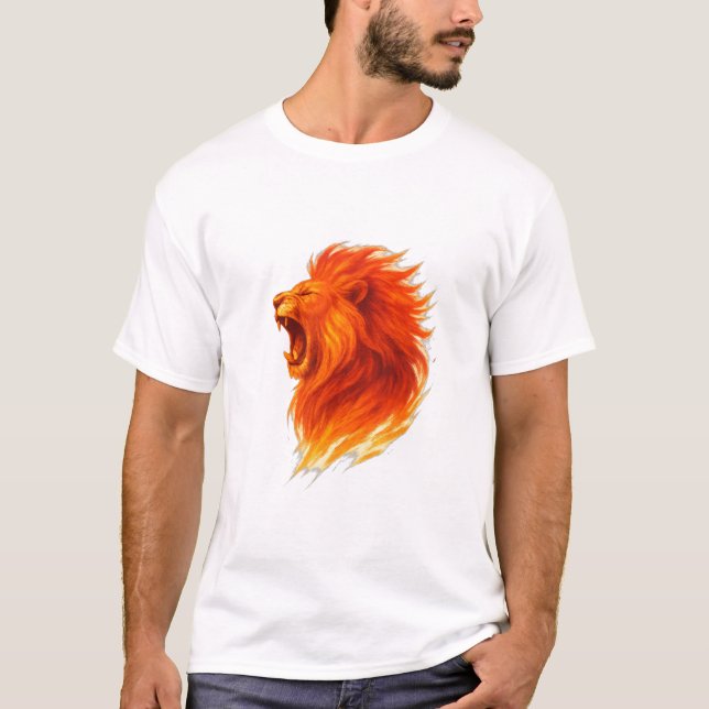 Camiseta Fiery Roaring Lion Head Ilustracion (Anverso)