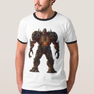 Camiseta Fiery Skull Armor Dark Fantasy Sci-Fi Creatura