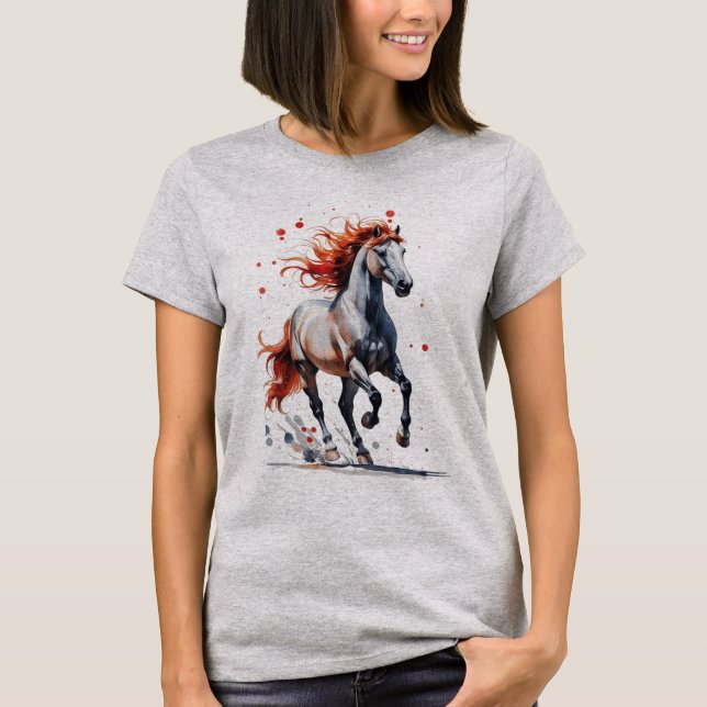 Camiseta  Fiery Spirit - Majestic Horse Watercolor T-Shirt (Anverso)