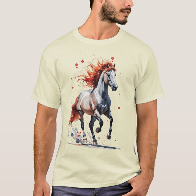 Camiseta  Fiery Spirit - Majestic Horse Watercolor T-Shirt (Anverso)