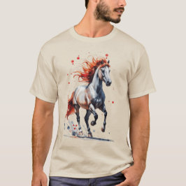 Camiseta Fiery Spirit - Majestic Horse Watercolor T-Shirt