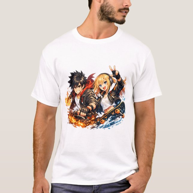 Camiseta Fiery Wave Duo Skate Adventure (Anverso)
