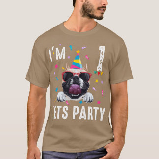 Camiseta Fiesta 1º Cumpleaños Con Bulldog Francés