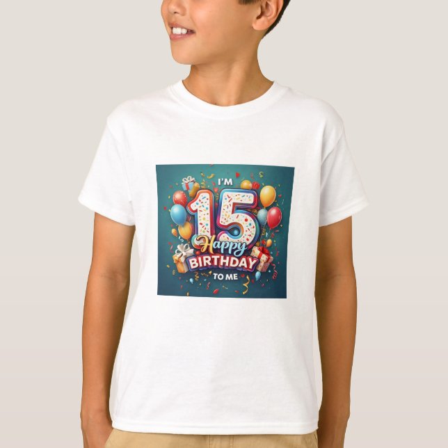 Camiseta Fiesta 15 de la celebración de cumpleaños de niños (Anverso)