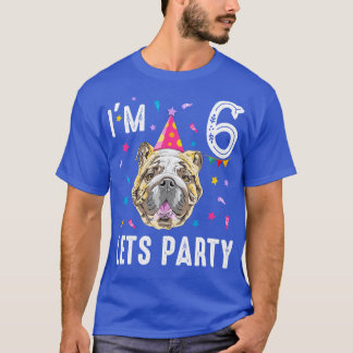Camiseta Fiesta 6 Cumpleaños Con Bulldog Inglés
