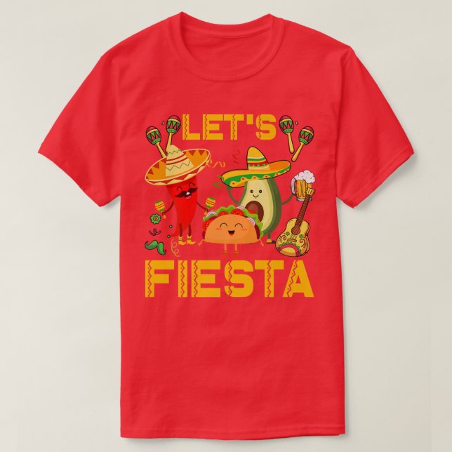 Camiseta Fiesta Aguacate Y Tacos Cinco De Mayo (Diseño del anverso)